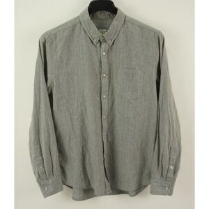 Bridge & Burn Linen Blend Mens Large Long Sleeve Gray Textured Button Down Shirt